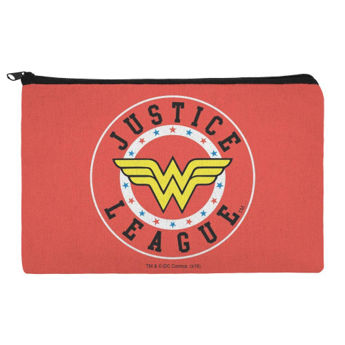 GRAPHICS & MORE Justice League Wonder Woman Athletic Logo Makeup Cosmetic Bag Organizer Pouch