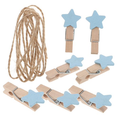 FONDOTIN 100pcs Wooden Clothespins Mini Wooden Clothespins Wood Trim Wooden Laundry Pegs Picture Hanging Pegs Hanging Clips Blue Paper Clips Photo Clamp Wooden Clips Small Photo Small Coat