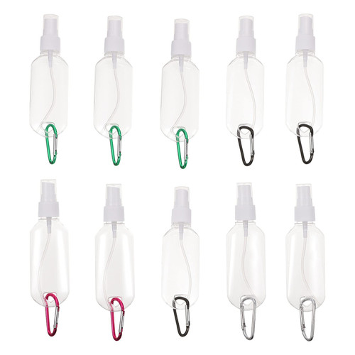 Healifty 10pcs Travel Plastic Clear Keychain Spray Bottles Leakproof Empty Container Refillable Travel Sprayer Bottles with Keychain for Cosmetics Toiletries Liquids