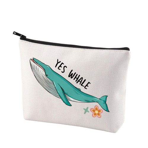 CENWA Whale Lover Gift Whale Makeup Bag Orca Whale Lover Gift Sea Ocean Animal Lover Gift Zipper Travel Bag Singer Merch (whale B)