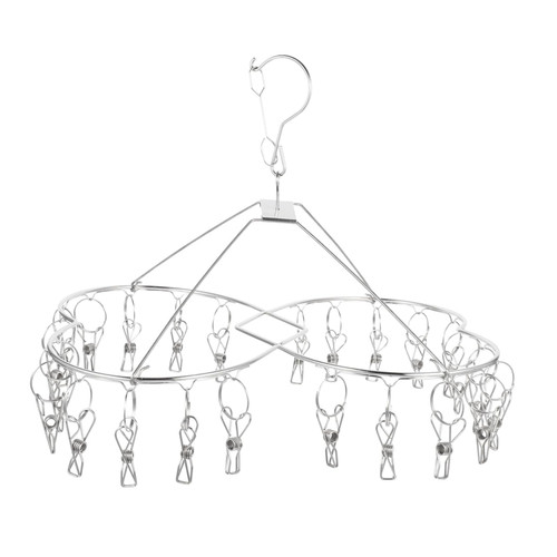 Cabilock 1pc Drying Rack Metal Drying Clips Laundry Hooks Drying Clip Hanger Clothes Hanger with Clips Balcony Laundry Clip Clothes Drying Hanger Stainless Steel Hanger Clip Foldable Travel