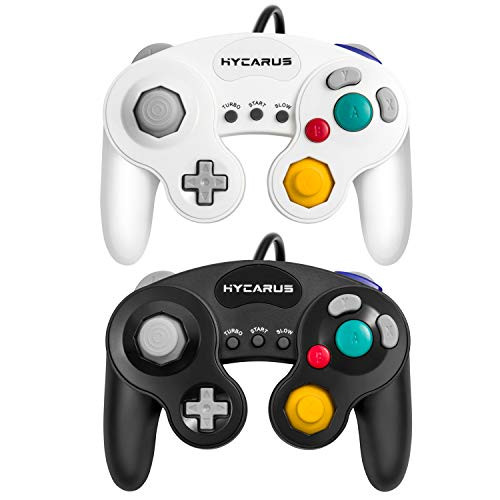 Gamecube Controller, Hycarus 2 Packs Wired Controller with Turbo and Slow Functions for Gamecube and Wii, Compatible with Nintendo Switch, Wii U and PC (Gamecube Controller Adapter Required) 