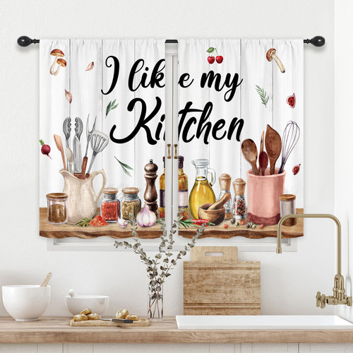 Riyidecor Retro Rustic Kitchen Curtains Farmhouse Country Mushroom Leaves Wood Plank Vintage Funny Quotes Rod Pocket Short Small Watercolor Bedroom Living Room Treatment Fabric 2 Panels 27.5Wx39H Inch Riyidecor Retro Rustic Kitchen Curtains Farmhouse Country Mushroom Leaves Wood Plank Vintage Funny Quotes Rod Pocket Short Small Watercolor Bedroom Living Room Treatment Fabric 2 Panels 27.5Wx39H Inch