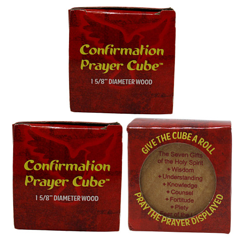 Needzo Mini Wooden Confirmation Prayer Cube, Catholic Gift for Girls, Boys, 1 5/8 Inch, Set of 3 Needzo Mini Wooden Confirmation Prayer Cube, Catholic Gift for Girls, Boys, 1 5/8 Inch, Set of 3