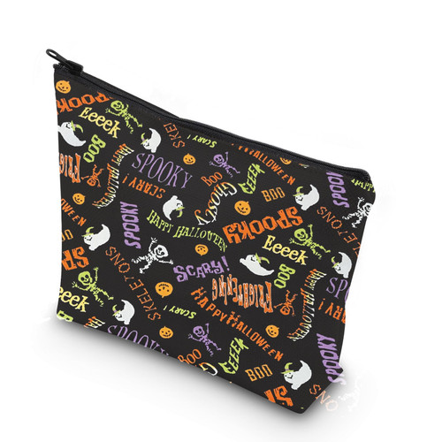 WCGXKO Funny Ghost Makeup Bag Ghost Hunters Gift Spooky Halloween Party Gift Zipper Pouch Makeup Bag (GHOSTY boo)