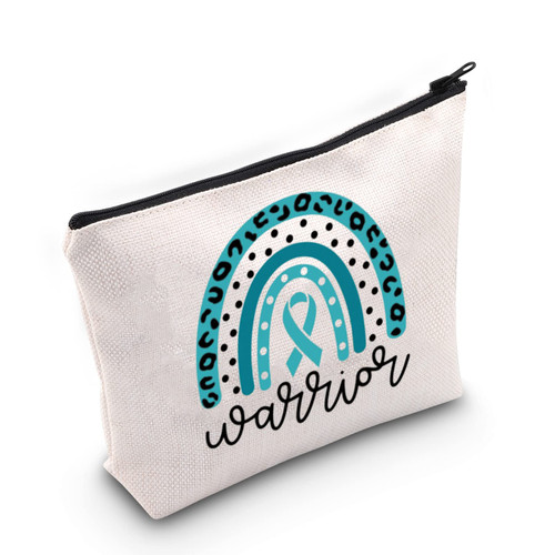 BLUPARK Ovarian Cancer Awareness Makeup Bag Ovarian Cancer Survivor Gift Ovarian Cancer Warrior Gift Teal Ribbon Support Gift (Ovarian Cancer Warrior) BLUPARK Ovarian Cancer Awareness Makeup Bag Ovarian Cancer Survivor Gift Ovarian Cancer Warrior Gift Teal Ribbon Support Gift (Ovarian Cancer Warrior)
