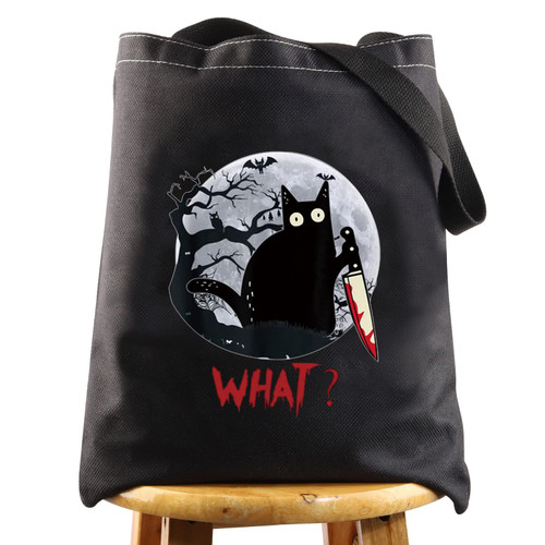 LEVLO Murderous Cat With Knife Cosmetic Make Up Bag Sneaky Cat Inspired Gifts Cat What Makeup Zipper Pouch Bag (Cat What Black Tote) LEVLO Murderous Cat With Knife Cosmetic Make Up Bag Sneaky Cat Inspired Gifts Cat What Makeup Zipper Pouch Bag (Cat What Black Tote)