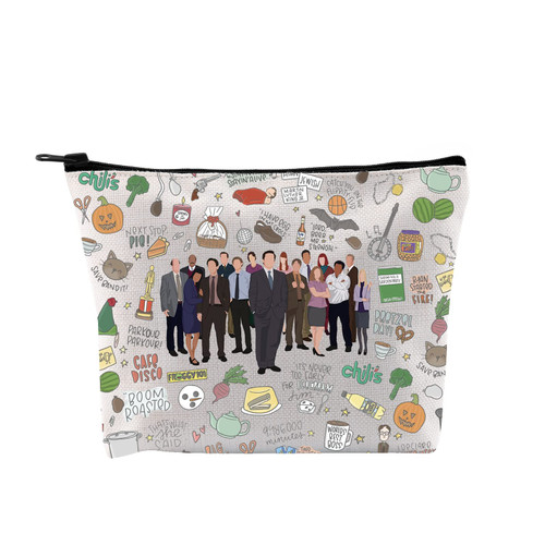 Office Makeup Bag Office Fans Inspired Gift TV Shows Merchandise Zipper Pouch for TV Show Lovers Women (Office TV Pattern Bag)