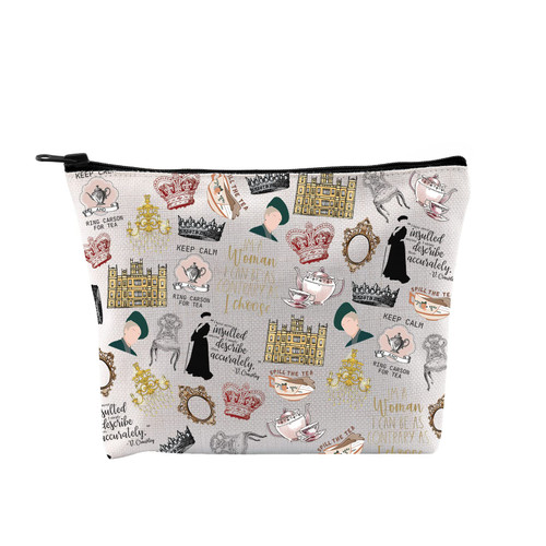 TV Show Inspired Gift V. Crawley Quote Inspired Gift TV Show Merchandise Zipper Pouch Makeup Bag for Fans Women (Downton TV Pattern Bag)