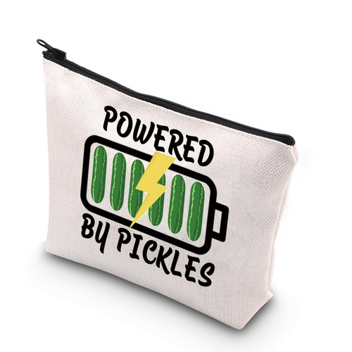 TSOTMO Funny Pickle Cosmetic Bag Pickle Food Gift Powered By Pickles Zipper Pouch Makeup Bag (BY PICKLES)