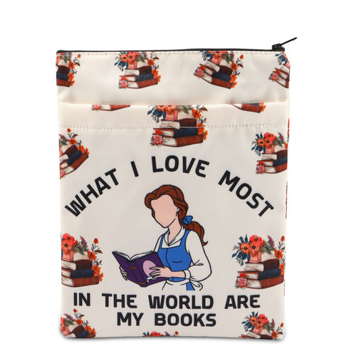 PLITI Belle Inspired Book Sleeve Princess Fans Gift What I Love Most in The World are My Books Book Lover Book Protector (World Books BS)