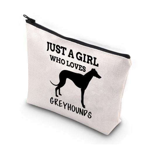 BDPWSS Greyhound Dog Lover Gifts Greyhound Mom Gift Just a Girl Who Loves Greyhounds Makeup Bag For Greyhound Owner Friend Sister Coworker Boss (Girl loves greyhounds)