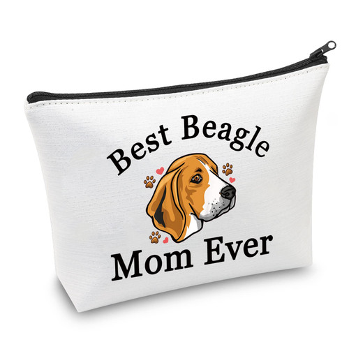 JNIAP Beagle owner beagle dog lover gift Best Beagle Mom Ever Makeup Bag Cosmetic Zipper Pouch Travel Toiletry Bag (Best Beagle Mom Ever Bag-YG)
