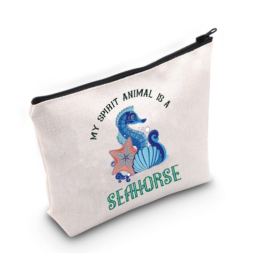 LEVLO Funny Seahorse Cosmetic Make Up Bag Seahorse Lover Gift My Spirit Animal Is A Seahorse Makeup Zipper Pouch Bag (Seahorse Spirit Animal) LEVLO Funny Seahorse Cosmetic Make Up Bag Seahorse Lover Gift My Spirit Animal Is A Seahorse Makeup Zipper Pouch Bag (Seahorse Spirit Animal)