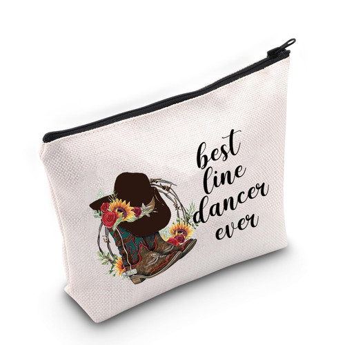 JNIAP Line Dancing Cosmetic Bag Country Line Dance Gift Line Dance Teacher Instructor Makeup Pouch Best Line Dancer Ever