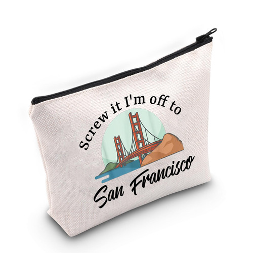 JNIAP San Francisco Cosmetic Bag San Francisco Gift Souvenirs I'm Off To San Francisco Vacation Trip Gift Travel Makeup Pouch