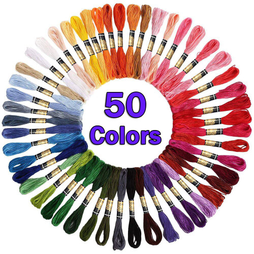 Maydiyer Embroidery Floss Rainbow Color 50 Skeins Per Pack Cross Stitch Threads Friendship Bracelets Floss Crafts Floss