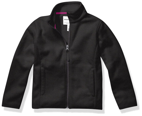 Amazon Essentials Women's Polar Fleece Full-Zip Mock Jacket, Black, Medium