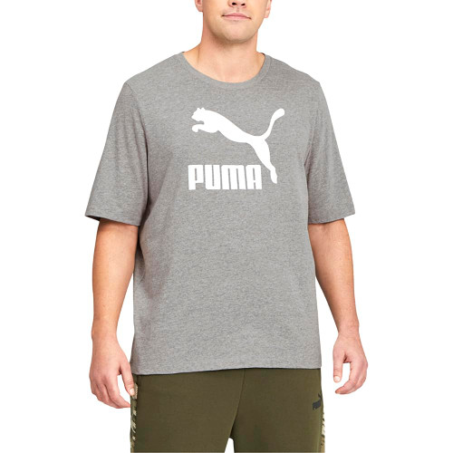PUMA Mens Classics Logo Crew Neck Short Sleeve Bt Athletic Tops Casual - Grey - Size 5XL