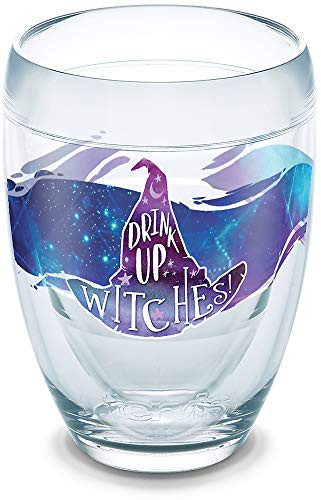 Tervis 1277643 Drink Up Witches Insulated Tumbler with Wrap, 9oz Stemless Wine Glass, Clear