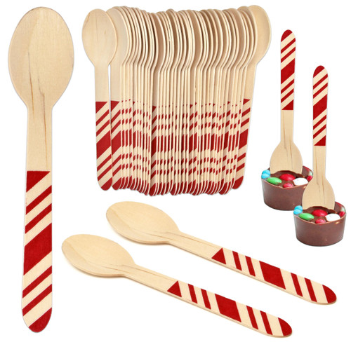 120 Pack Disposable Christmas Wooden Spoons Hot Cocoa Chocolate Marshmallow Cutlery Spoon Winter Bar Tasting Stirring Spoon Wood Red Candy Cane Stripe for Bombs Candy Baking Coffee Ice Cream Soup Cake 120 Pack Disposable Christmas Wooden Spoons Hot Cocoa Chocolate Marshmallow Cutlery Spoon Winter Bar Tasting Stirring Spoon Wood Red Candy Cane Stripe for Bombs Candy Baking Coffee Ice Cream Soup Cake
