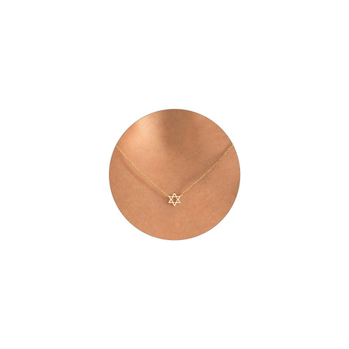 VRIUA Gold Necklace for Women 14k Gold Plated Star of David Necklace Dainty Gold Star of David Necklace for Women Delicate Jewelry Everyday for Girls