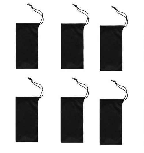 OWL 6 PCS Black Microfiber Soft Protective Cleaning Pouch for Eyelasses and Sunglasses