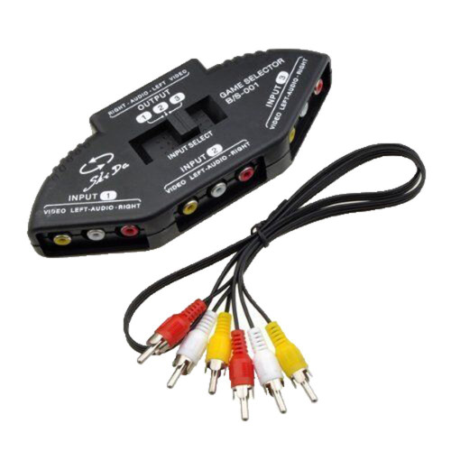 niceeshop 3 in 1 Composite RCA AV Audio Video Selector Switch Box Splitter,Black