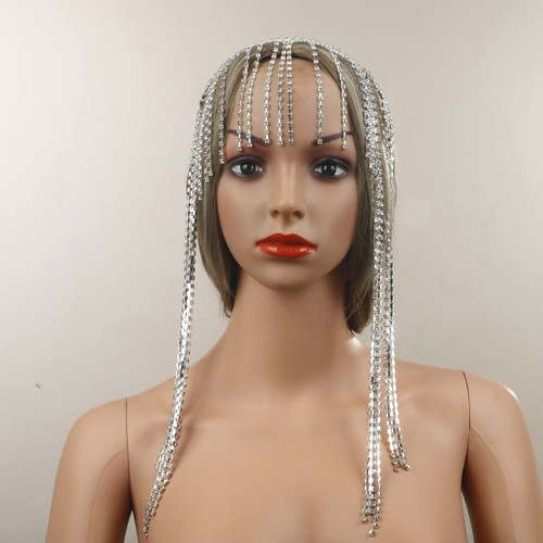 YERTTER Wedding Silver Rhinestone Hair Chain Jewelry Long Tassel Hair Hoop Bridal Headpiece Crystal Wedding Flapper Headband Hair Accessories for Women (Silver 4) YERTTER Wedding Silver Rhinestone Hair Chain Jewelry Long Tassel Hair Hoop Bridal Headpiece Crystal Wedding Flapper Headband Hair Accessories for Women (Silver 4)
