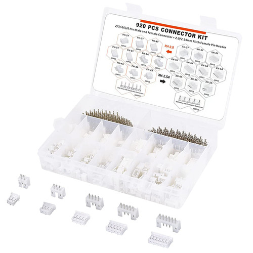 920PCS JST PH2.0&XH2.54 Connector kit 2/3/4/5/6Pin Plug with Terminal Wires Cables Socket Header Wire Connectors Kit