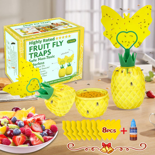 Fruit Fly Trap with Sticker, 2023 Upgrade Effective Fly Catcher Gnat Traps for House Indoor, Safe Non-Toxic Reusable Fruit Fly Gnat Killer with Fruit Fly Attractant for Home, Plant, Kitchen (2 Pack) Fruit Fly Trap with Sticker, 2023 Upgrade Effective Fly Catcher Gnat Traps for House Indoor, Safe Non-Toxic Reusable Fruit Fly Gnat Killer with Fruit Fly Attractant for Home, Plant, Kitchen (2 Pack)