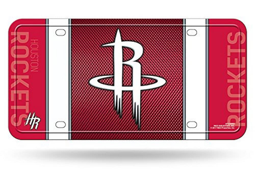 Rico Industries NBA Houston Rockets Metal License Plate Tag Rico Industries NBA Houston Rockets Metal License Plate Tag