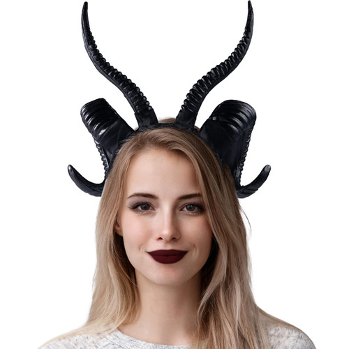 Spooktacular Creations Halloween Black Devil Horns Headband Horns cosplay Headband Horn Headpiece for Halloween Costume Accessories, Cosplay