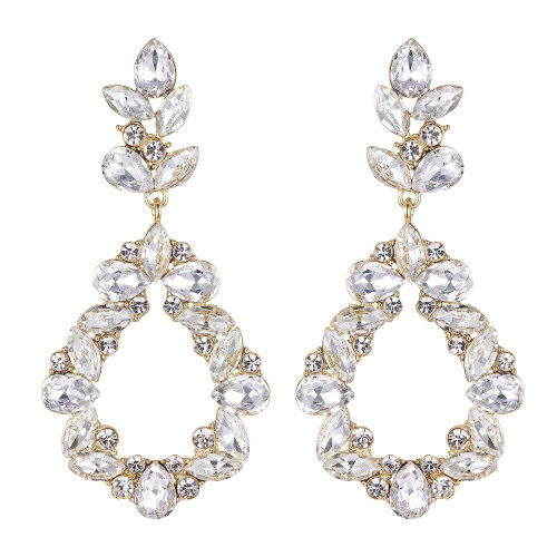 BriLove Wedding Bridal Rhinestone Marquise Teardrop Cluster Dangle Earrings for Women Clear Gold-Tone BriLove Wedding Bridal Rhinestone Marquise Teardrop Cluster Dangle Earrings for Women Clear Gold-Tone
