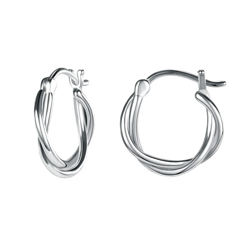 AoedeJ 925 Sterling Silver Twist Hoop Earrings Dainty Twisted Hoop Earrings Clip On Hoop Earrings Small Hoop Earrings for Women (Silver)