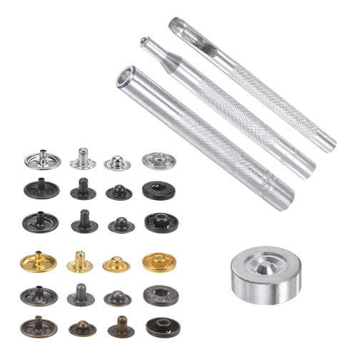 Kozelo 90 Sets Snap Fasteners Kit - [ 15mm ] Metal with Install Tools Press Studs Buttons for Clothing Leather Use | 6 Colors