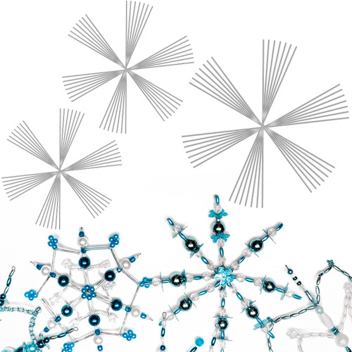 100 Pieces Snowflake Wire Forms Snowflake Bead Wire Metal Snowflake Wire for Fun Beading Project Christmas DIY Craft Making Supplies Winter Snowflakes Ornament, 3.7/4.3/5.9 Inch