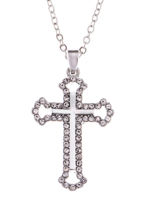 Alilang Women's Silvery Tone Shine Clear Crystal Rhinestones Holy Cross Pendant Necklace Alilang Women's Silvery Tone Shine Clear Crystal Rhinestones Holy Cross Pendant Necklace