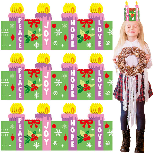 Poen 6 Set Christmas Advent Wreath DIY Advent Felt Candle Stand up Wreath Advent Crafts for Kids, Advent Wreath Kits for Table Centerpiece Christmas DIY Activity Preschool
