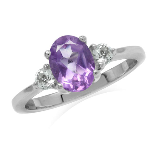 Silvershake 1.16ct. Natural Amethyst and White Topaz Gold Plated 925 Sterling Silver Engagement Ring Size 5 Silvershake 1.16ct. Natural Amethyst and White Topaz Gold Plated 925 Sterling Silver Engagement Ring Size 5