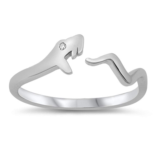 Clear CZ Zig Zag Snake Open Ring New .925 Sterling Silver Band Size 7 Clear CZ Zig Zag Snake Open Ring New .925 Sterling Silver Band Size 7