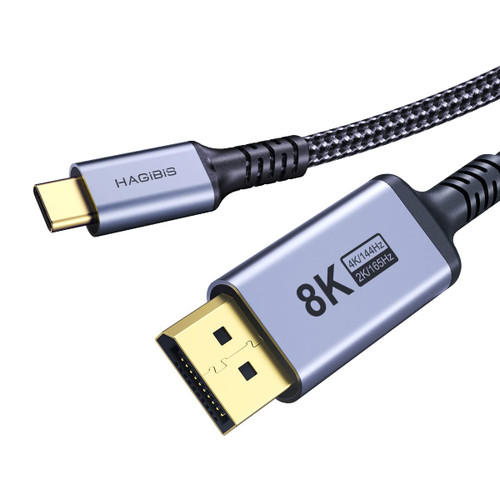 Hagibis USB C to DisplayPort 1.4 Cable [8K@60Hz, 4K@144Hz, 2K@165Hz], Bidirectional Thunderbolt 3/4 USB4 to DP 32.4Gbps HBR3 Alt Mode Adapter for MacBook Pro Air iMac XPS (3.3FT)