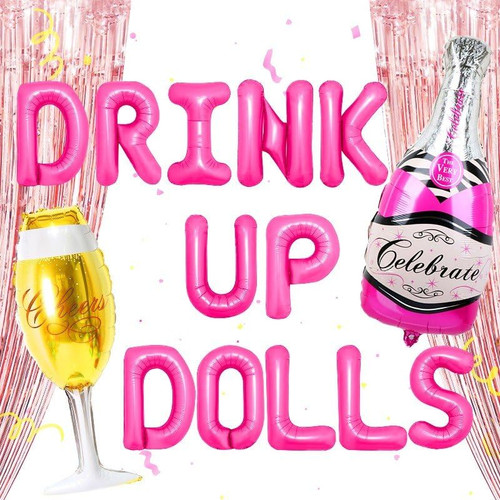 JeVenis Drink Up Dolls Balloons Dolls Lets Bach Party Balloons Lets Go Girls Dolls Bachelorette Decoration Bridal Shower Cowgirl Bachelorette Decoration