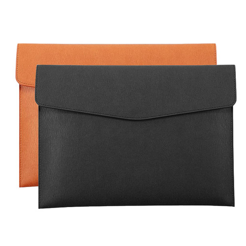 Enyuwlcm PU Leather A4 File Folder Document Holder Waterproof Portfolio Envelope Folder Case with Snap Closure Black and Brown 2 Packs