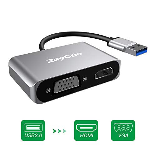 USB to HDMI VGA Adapter, USB 3.0 to HDMI Converter 1080P, Support HDMI VGA Sync Output for Windows 10/8/7 Only, NO Mac OS/Linux/ Vista