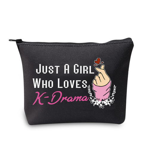 MEIKIUP K-Drama Lover Makeup Bag K-pop Merchandise Korean Drama Gift K-drama Queen Gift Just A Girl Who Loves K-Drama Travel Zipper Cosmetic Bag (Loves K-Drama bag black) MEIKIUP K-Drama Lover Makeup Bag K-pop Merchandise Korean Drama Gift K-drama Queen Gift Just A Girl Who Loves K-Drama Travel Zipper Cosmetic Bag (Loves K-Drama bag black)