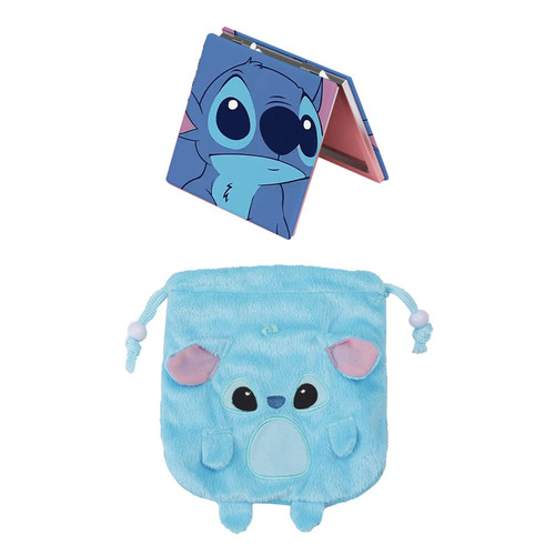 G-Ahora Stitch Makeup Cosmetic Bag with Mirror Cute Stitch Pouch Bag Drawstring Makeup Bag Backpack Stitch Toiletry Bag for Grils Women (SHU-Stitch)