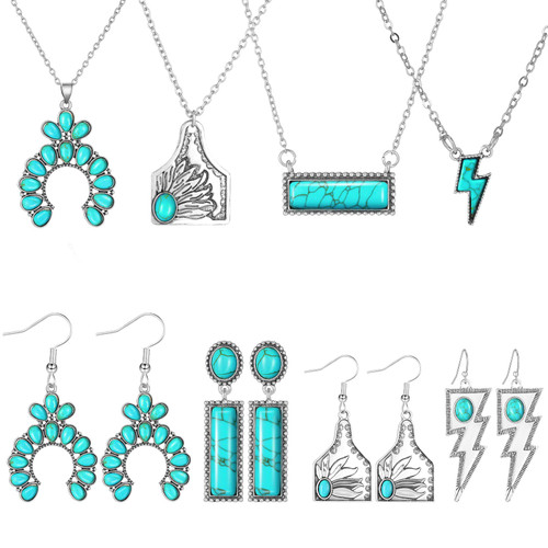 Nosiny 8 Pcs Western Necklaces Earrings Set Turquoise Necklaces Cow Tag Horseshoe Necklace Boho Western Lightning Necklaces Earrings Cowgirl Cowboy Pendant Necklace Jewelry for Women Girls Nosiny 8 Pcs Western Necklaces Earrings Set Turquoise Necklaces Cow Tag Horseshoe Necklace Boho Western Lightning Necklaces Earrings Cowgirl Cowboy Pendant Necklace Jewelry for Women Girls