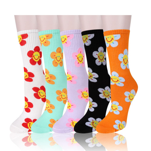 Benefeet Sox Womens Girls Novelty Funny Funky Crew Socks Colorful Crazy Cute Floral Animal Food Patterned Cotton Dress Socks Gifts (5 Pair-colorful Flower) Benefeet Sox Womens Girls Novelty Funny Funky Crew Socks Colorful Crazy Cute Floral Animal Food Patterned Cotton Dress Socks Gifts (5 Pair-colorful Flower)