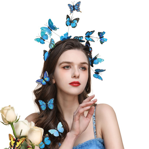 Gionforsy Butterfly Fascinator Headband Monarch Butterfly Headband Crown Tea Party Halloween Costume Headpiece (A-Blue) Gionforsy Butterfly Fascinator Headband Monarch Butterfly Headband Crown Tea Party Halloween Costume Headpiece (A-Blue)